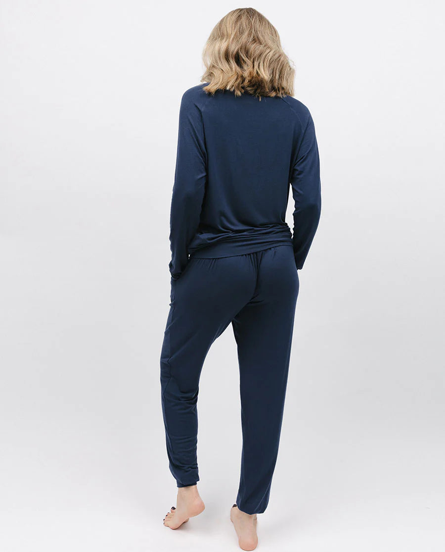 Navy Slouch Jersey Pyjama Set