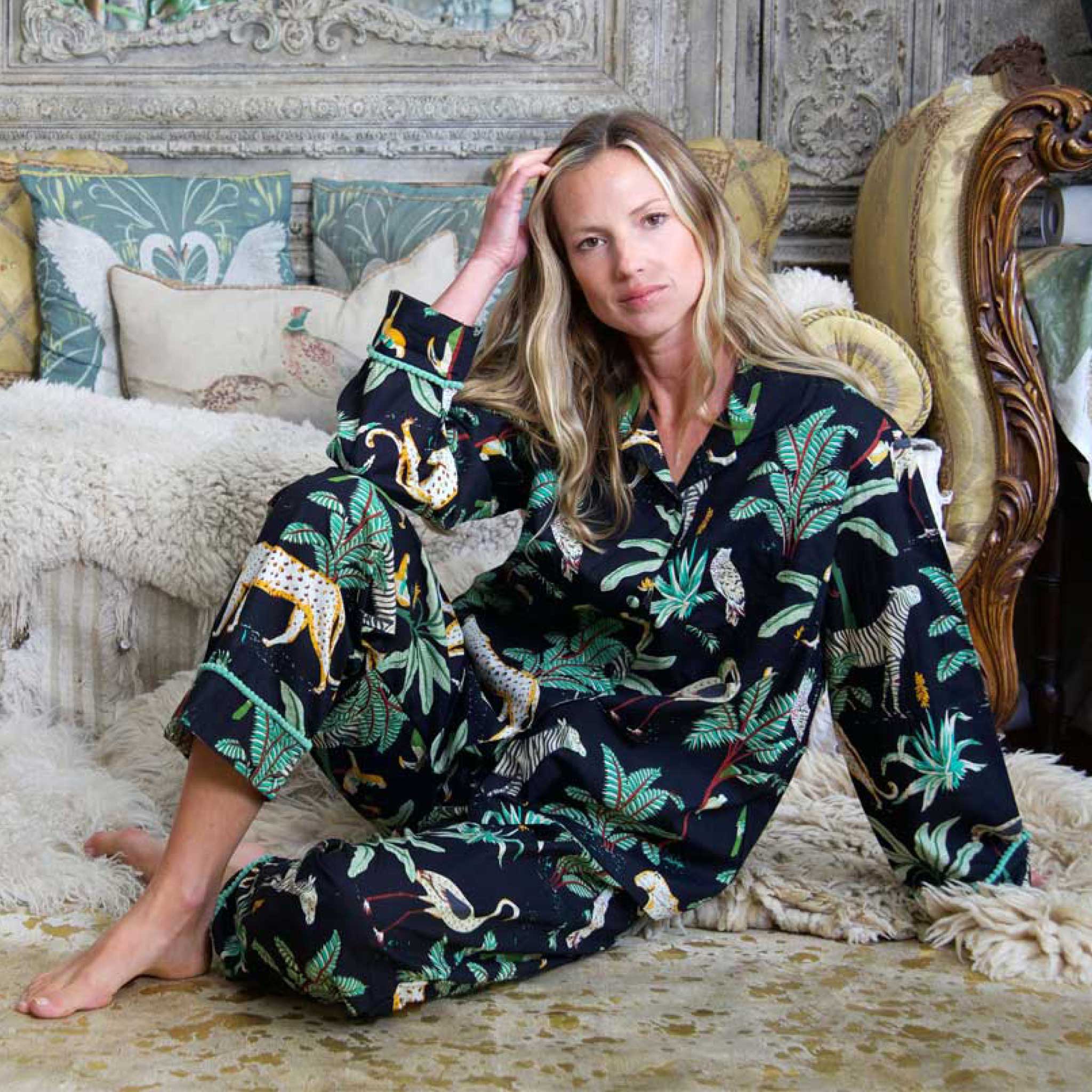 Safari at Night Print Long Pyjamas