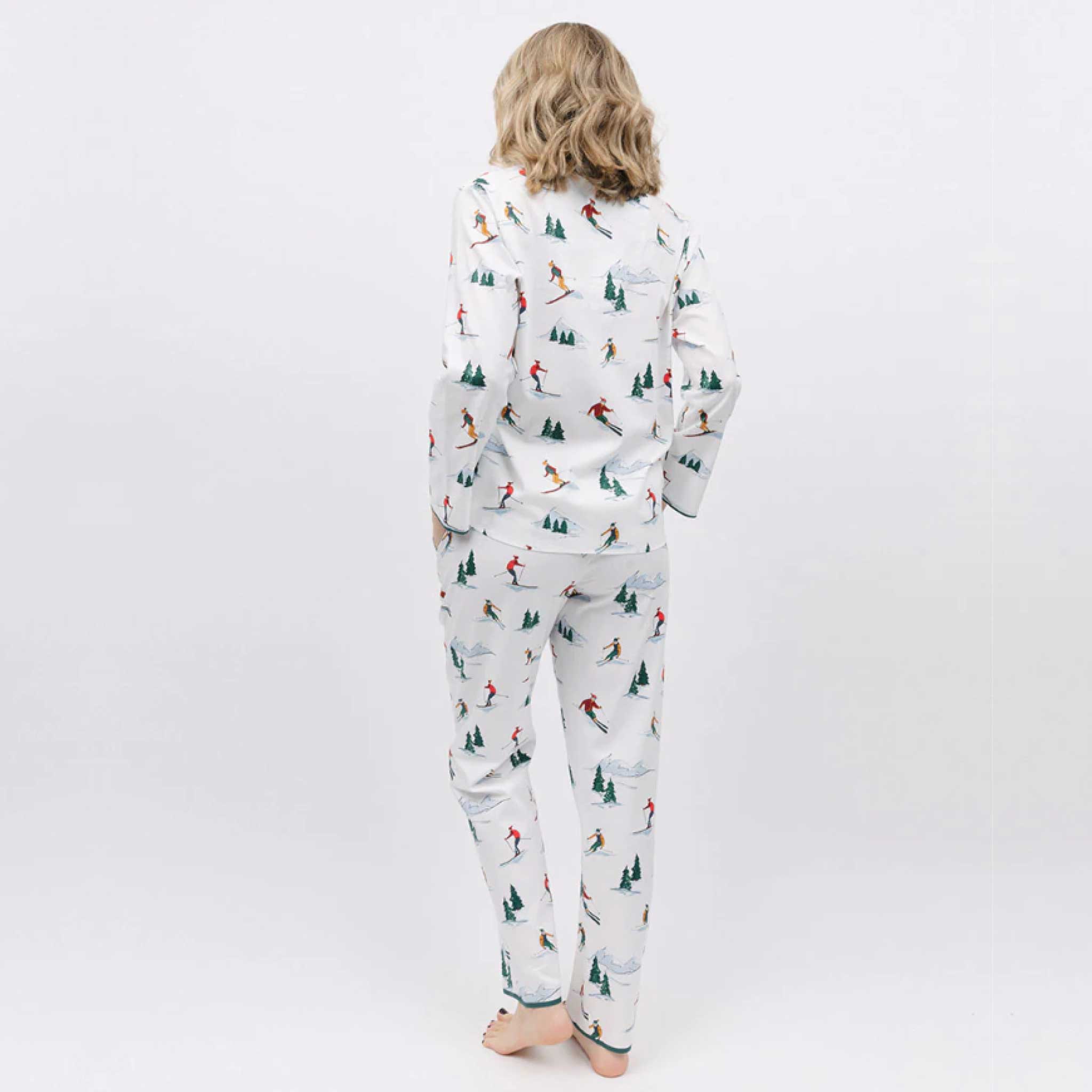 White Ski Print Pyjamas Set