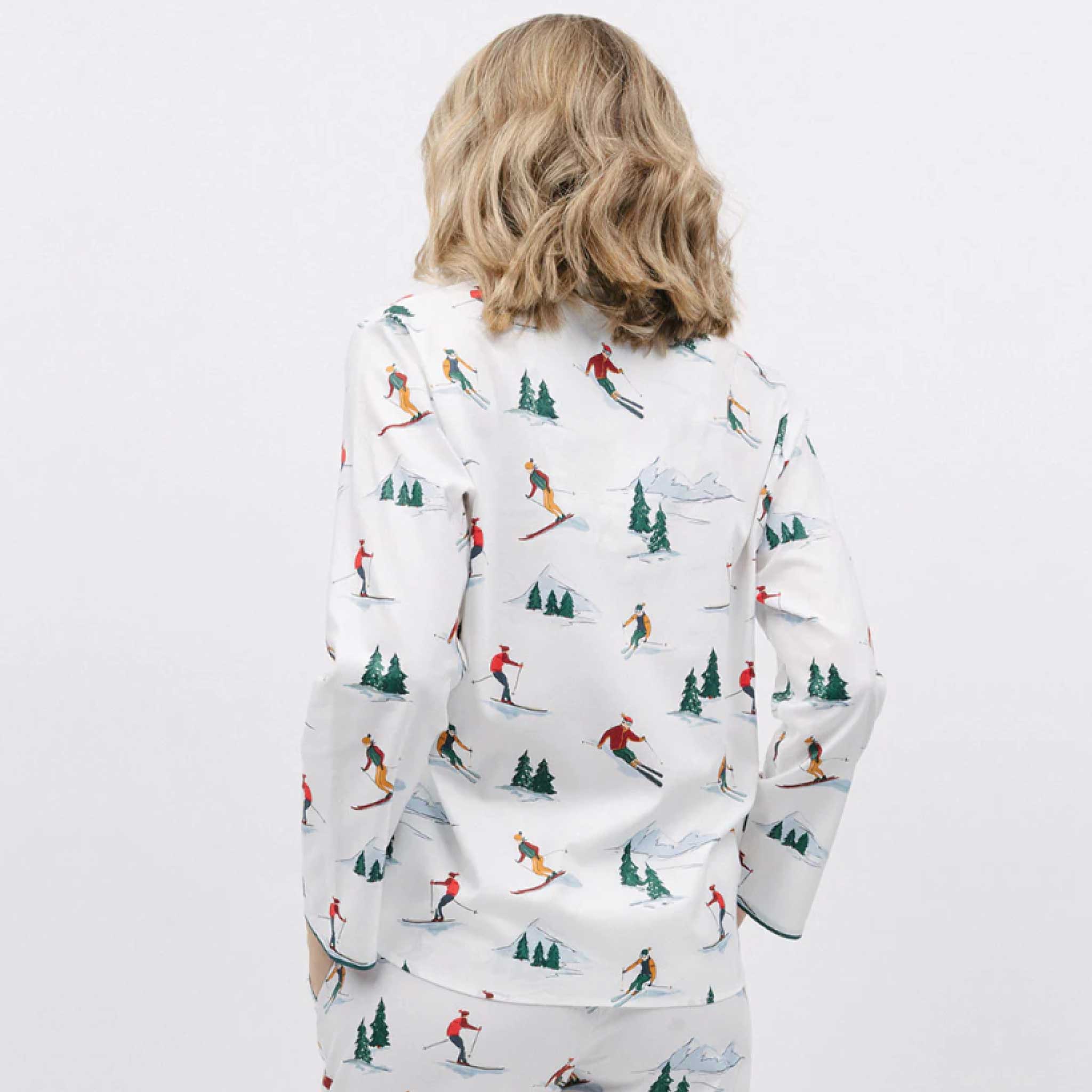 White Ski Print Pyjamas Set