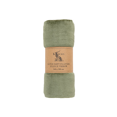 Kidwelly Fleece Throw Super Soft Blanket | Olive