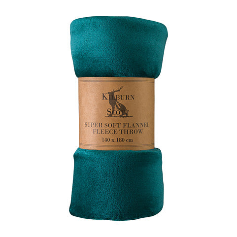 Kidwelly Fleece Throw Super Soft Blanket | Teal