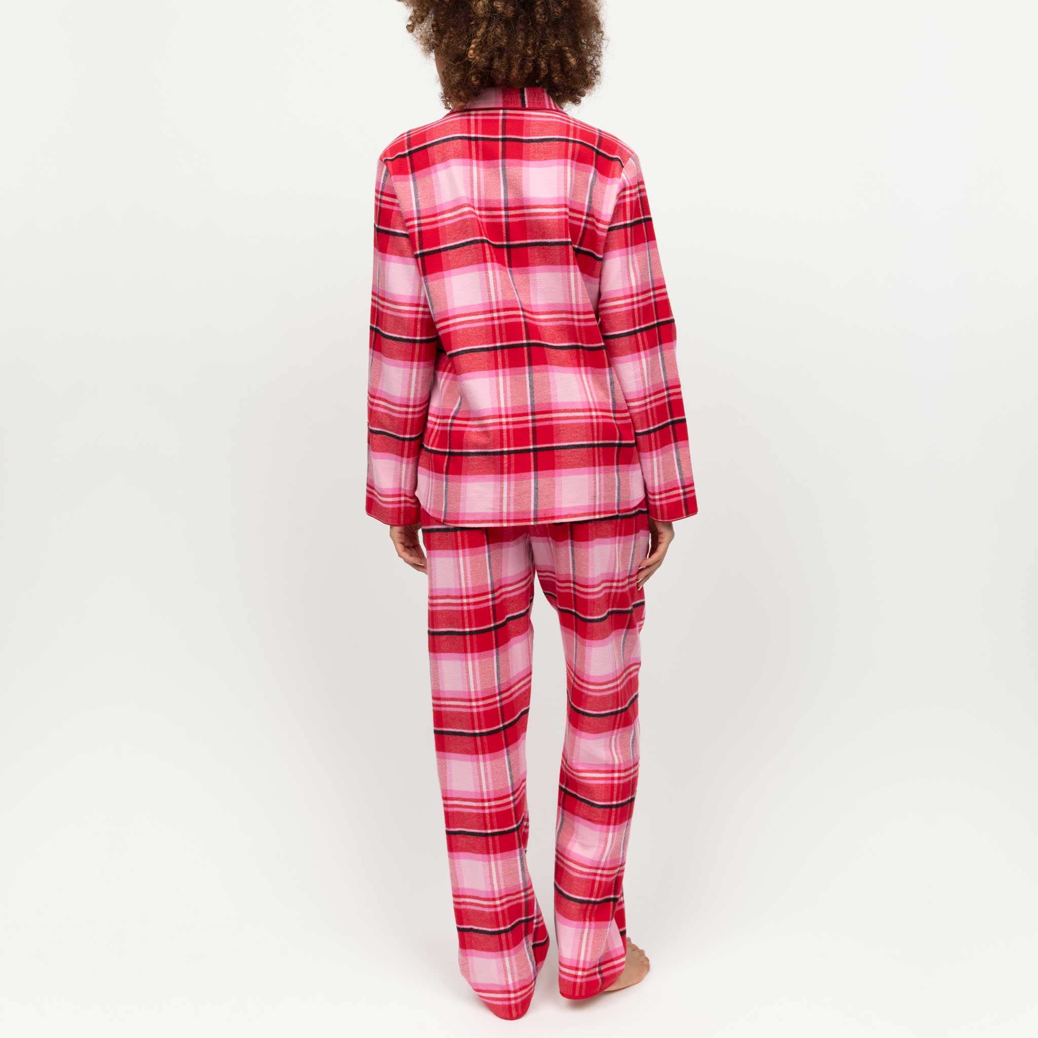 Noelle Womens Brushed Red Check Pyjama Set