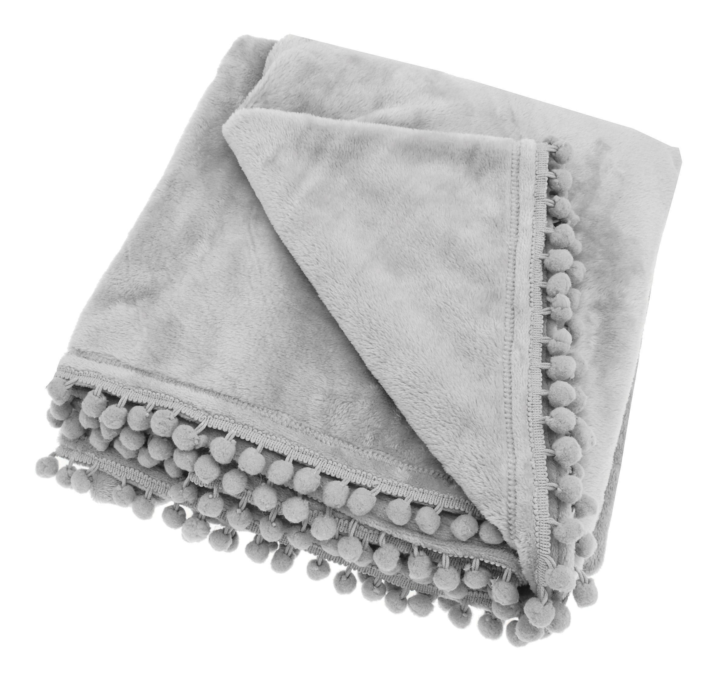 Cashmere Touch Grey Fleece Throw